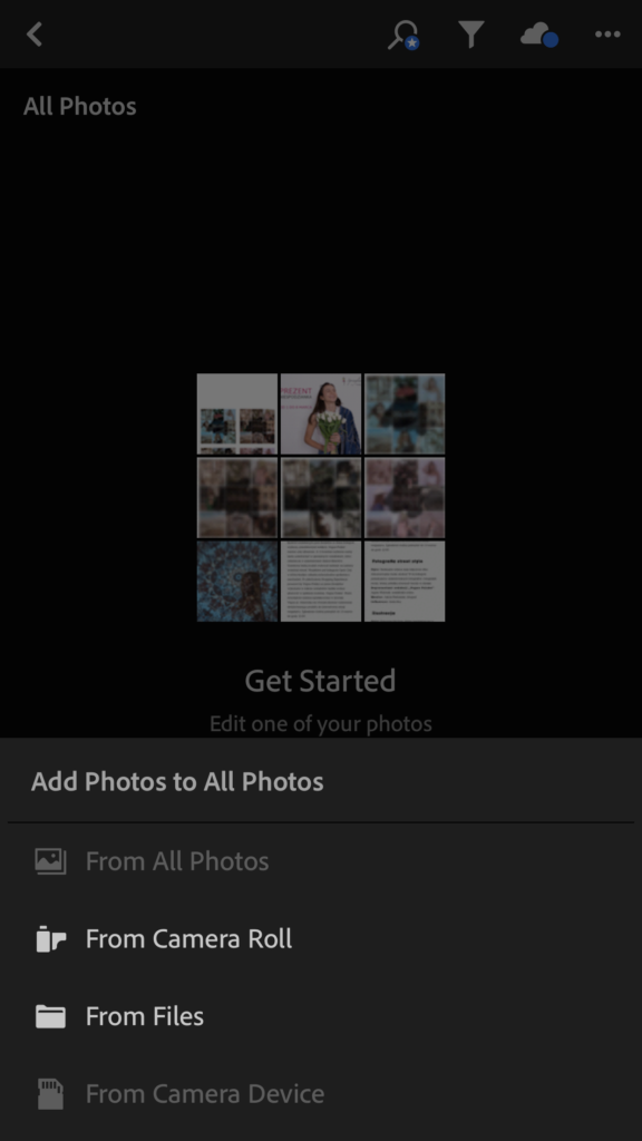 wgraj pliki do programu lightroom